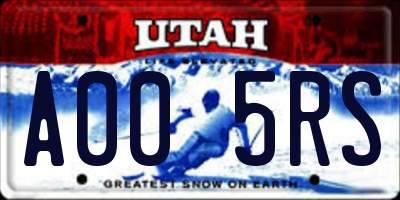 UT license plate A005RS