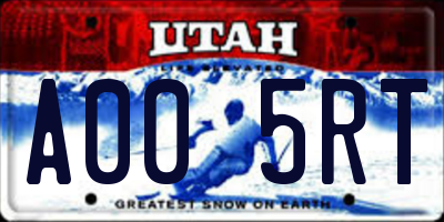 UT license plate A005RT