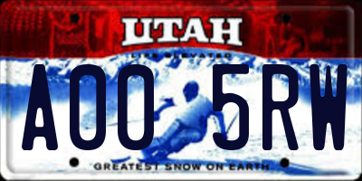 UT license plate A005RW