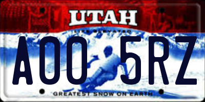 UT license plate A005RZ