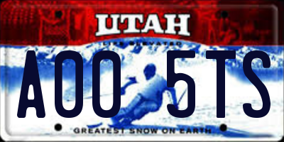 UT license plate A005TS