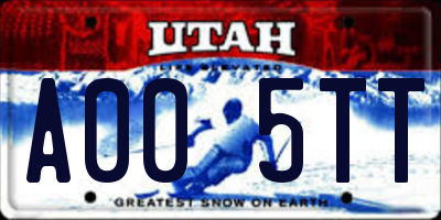 UT license plate A005TT