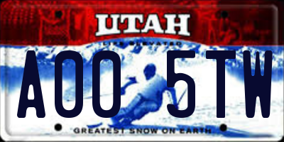 UT license plate A005TW