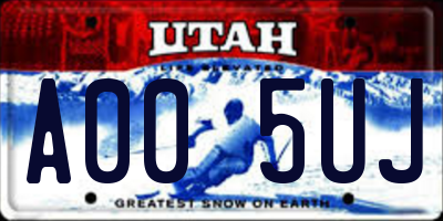 UT license plate A005UJ