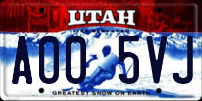 UT license plate A005VJ