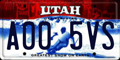 UT license plate A005VS