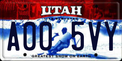 UT license plate A005VY