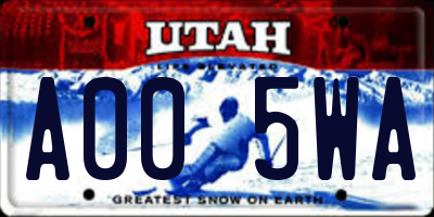 UT license plate A005WA