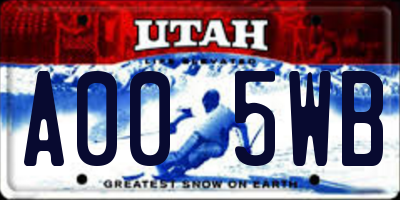 UT license plate A005WB