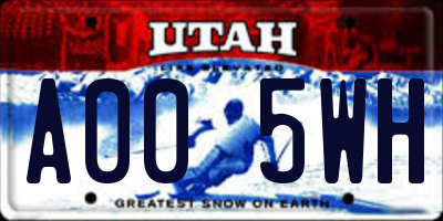 UT license plate A005WH