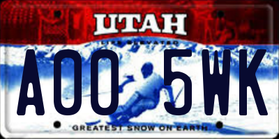 UT license plate A005WK