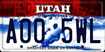 UT license plate A005WL