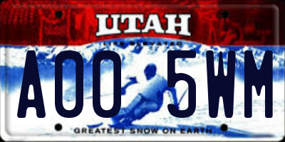 UT license plate A005WM