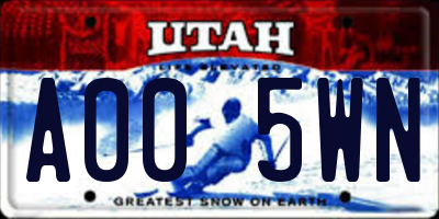 UT license plate A005WN