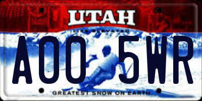 UT license plate A005WR