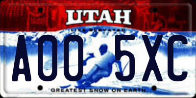 UT license plate A005XC