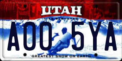 UT license plate A005YA