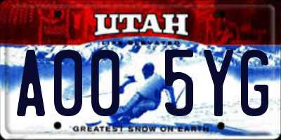 UT license plate A005YG