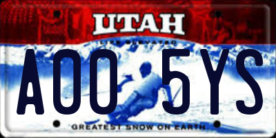 UT license plate A005YS