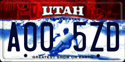 UT license plate A005ZD