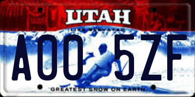 UT license plate A005ZF