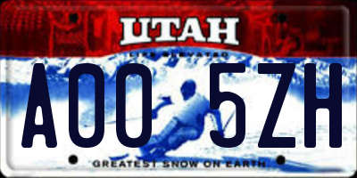 UT license plate A005ZH