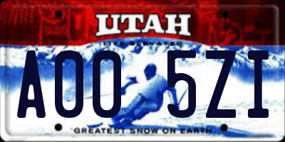 UT license plate A005ZI