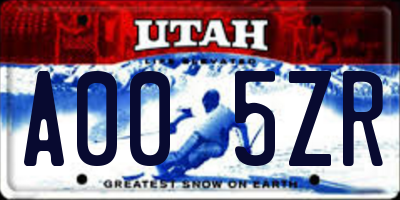 UT license plate A005ZR