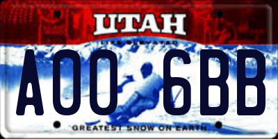 UT license plate A006BB