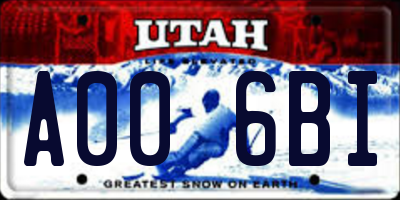 UT license plate A006BI