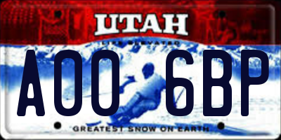 UT license plate A006BP