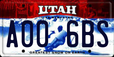 UT license plate A006BS