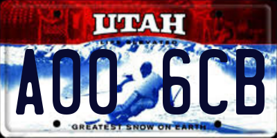 UT license plate A006CB