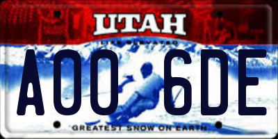 UT license plate A006DE