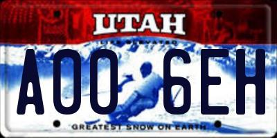 UT license plate A006EH