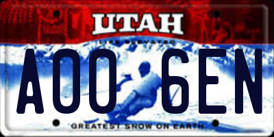 UT license plate A006EN