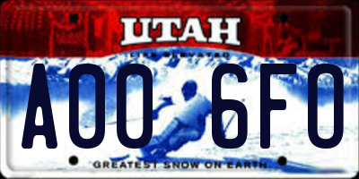 UT license plate A006FO