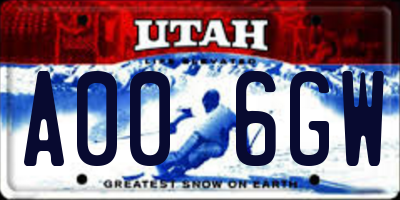 UT license plate A006GW