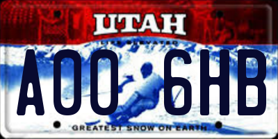 UT license plate A006HB