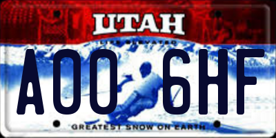 UT license plate A006HF