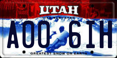 UT license plate A006IH