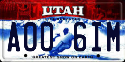 UT license plate A006IM