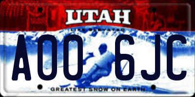 UT license plate A006JC