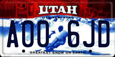 UT license plate A006JD