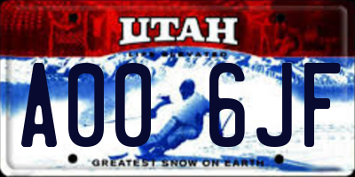 UT license plate A006JF
