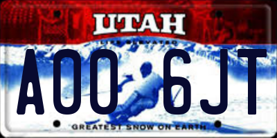 UT license plate A006JT