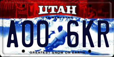 UT license plate A006KR