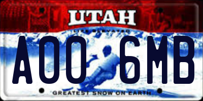 UT license plate A006MB