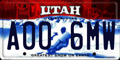 UT license plate A006MW