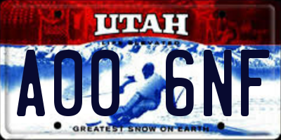 UT license plate A006NF